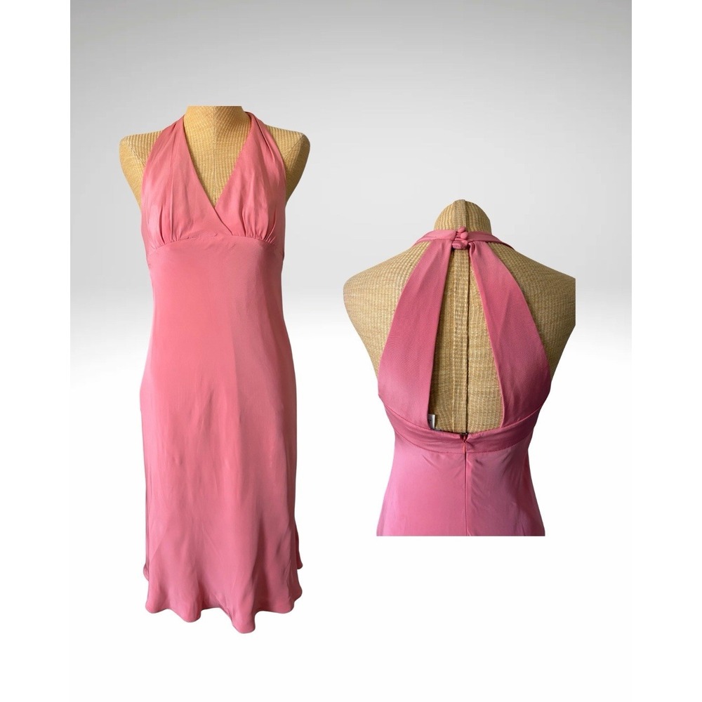 Y2K Oleg Cassini Dress Womens Size 6 Pink Silk Dress Open Back Short Party Girly
